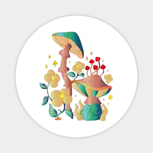 mushrooms and flowers Magnet